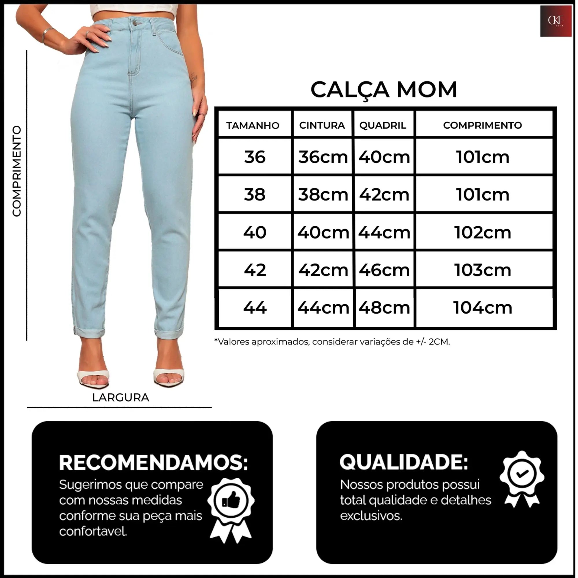 Calça Jeans Mom Feminina Cintura Alta Casual