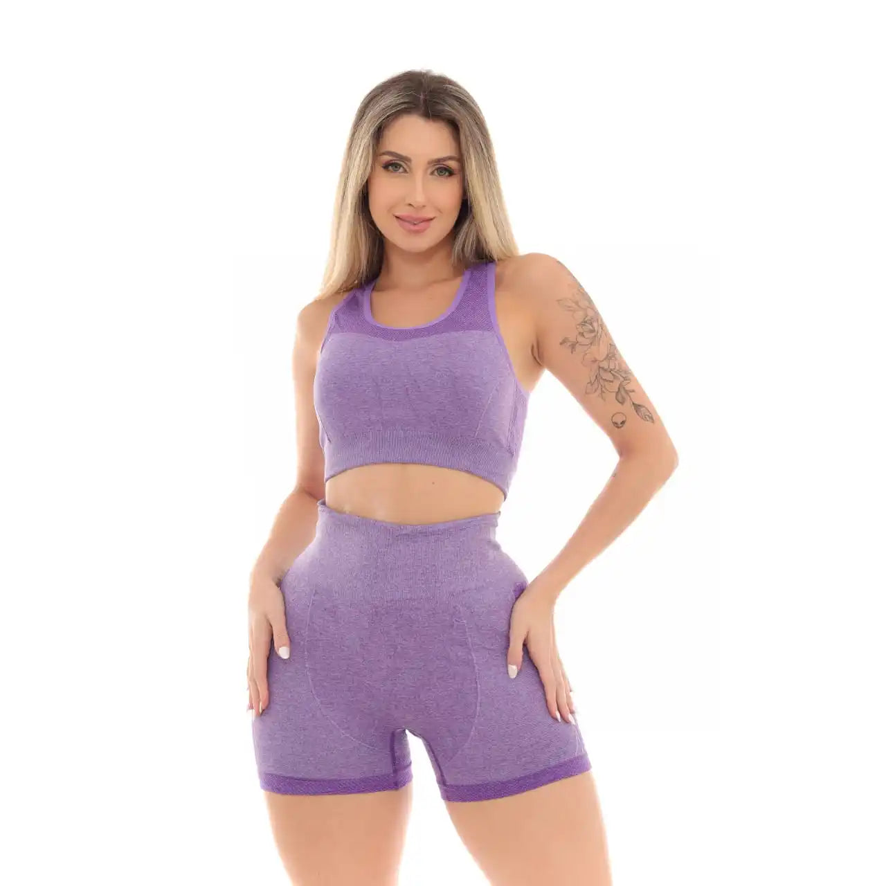 Conjunto Top E Bermuda Academia Fitness Empina E Levanta Bumbum