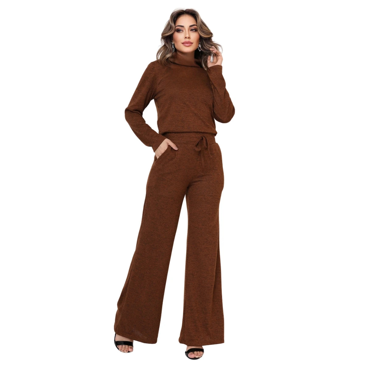 Pantalona Calça e Blusa de Gola Alta