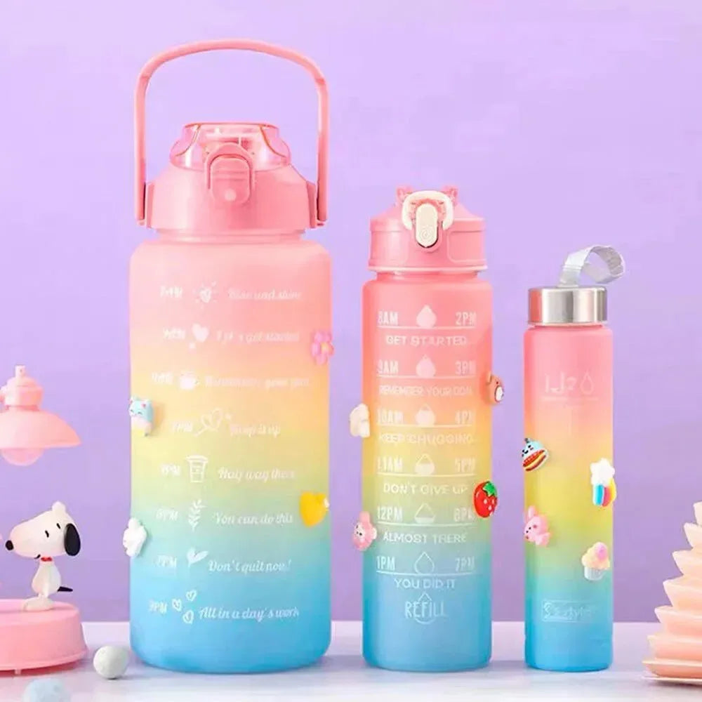 Kit 3 Garrafas de Água Squeeze 2000ml + 900ml + 300ml