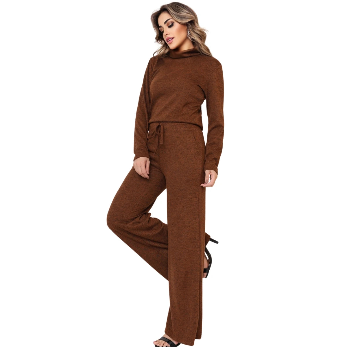 Pantalona Calça e Blusa de Gola Alta