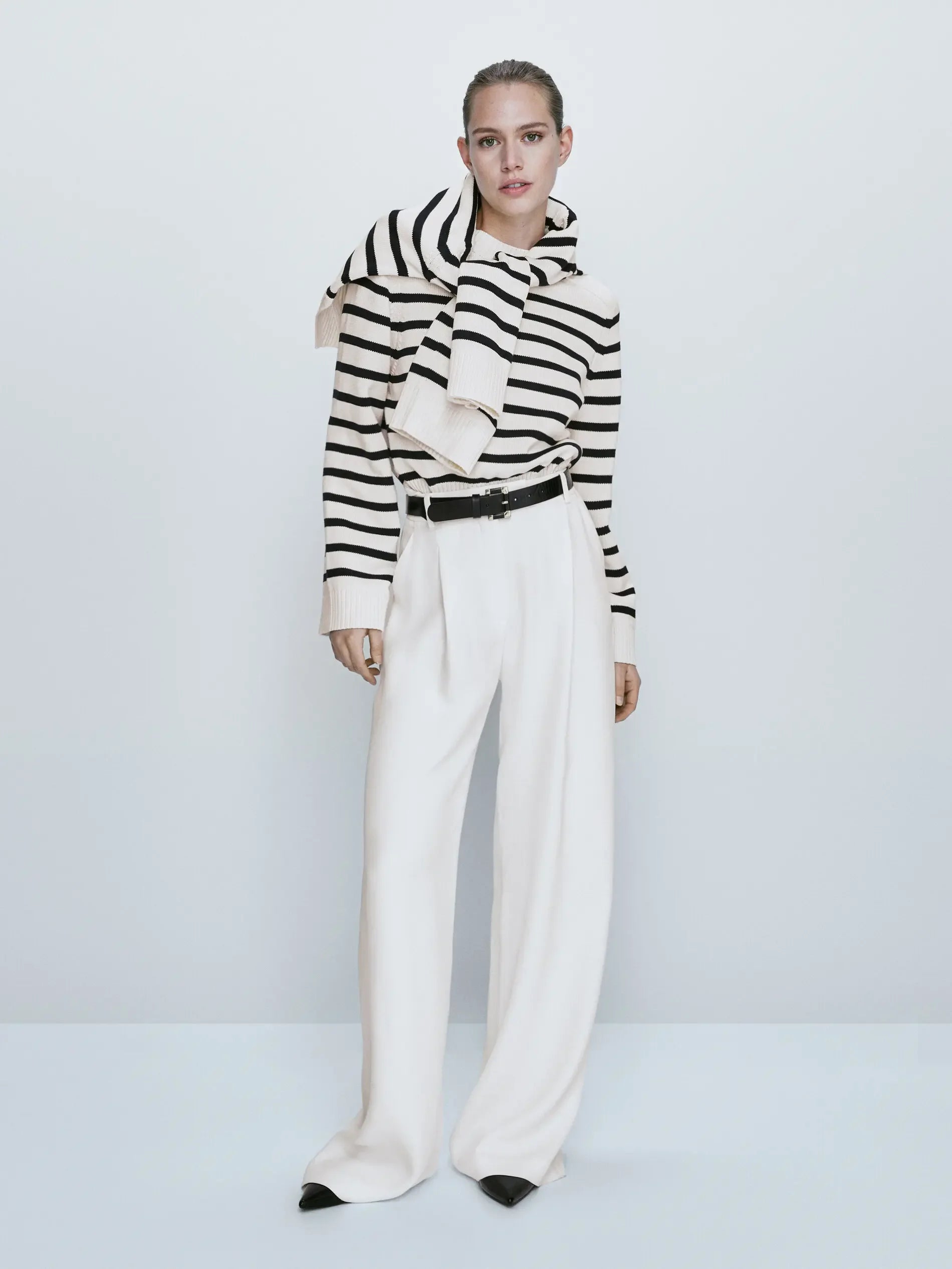 Suéter Listrado Francês Gola Redonda - Estilo Preppy Outono