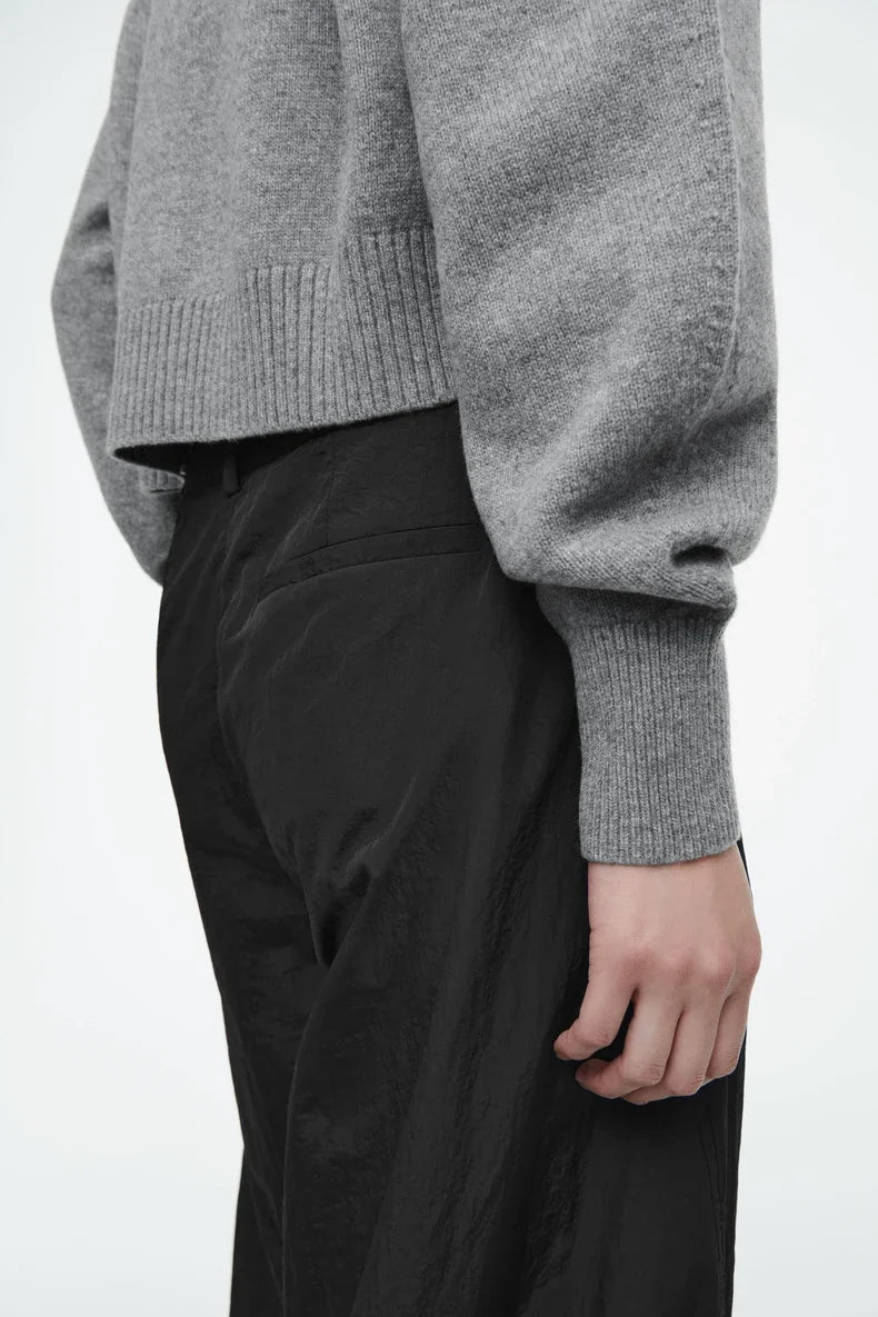 Cardigan de Tricô Cinza Gola Redonda - Manga Longa Casual Feminino