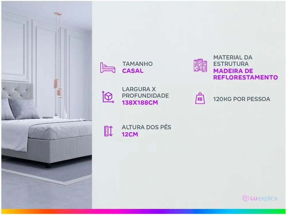 Base Bed Box Couple Gazin 27x138x188cm Vip Topaz