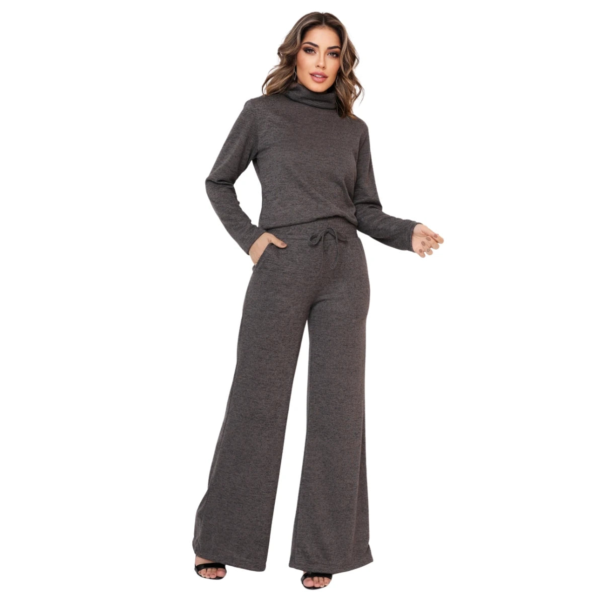 Pantalona Calça e Blusa de Gola Alta