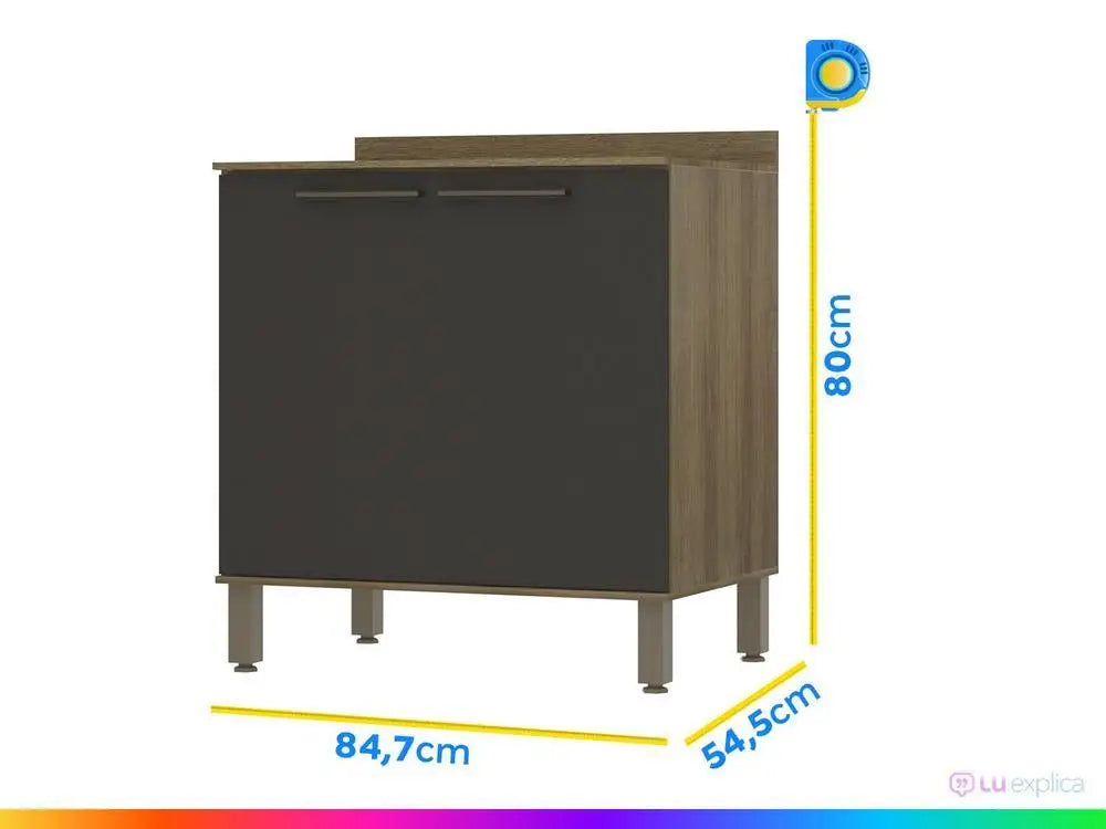 Balcão de Cozinha Luciane com Tampo para Cooktop - 2 Portas Switzerland