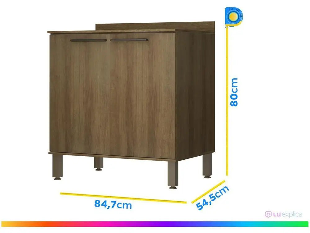 Balcão de Cozinha Luciane com Tampo para Cooktop - 2 Portas Switzerland
