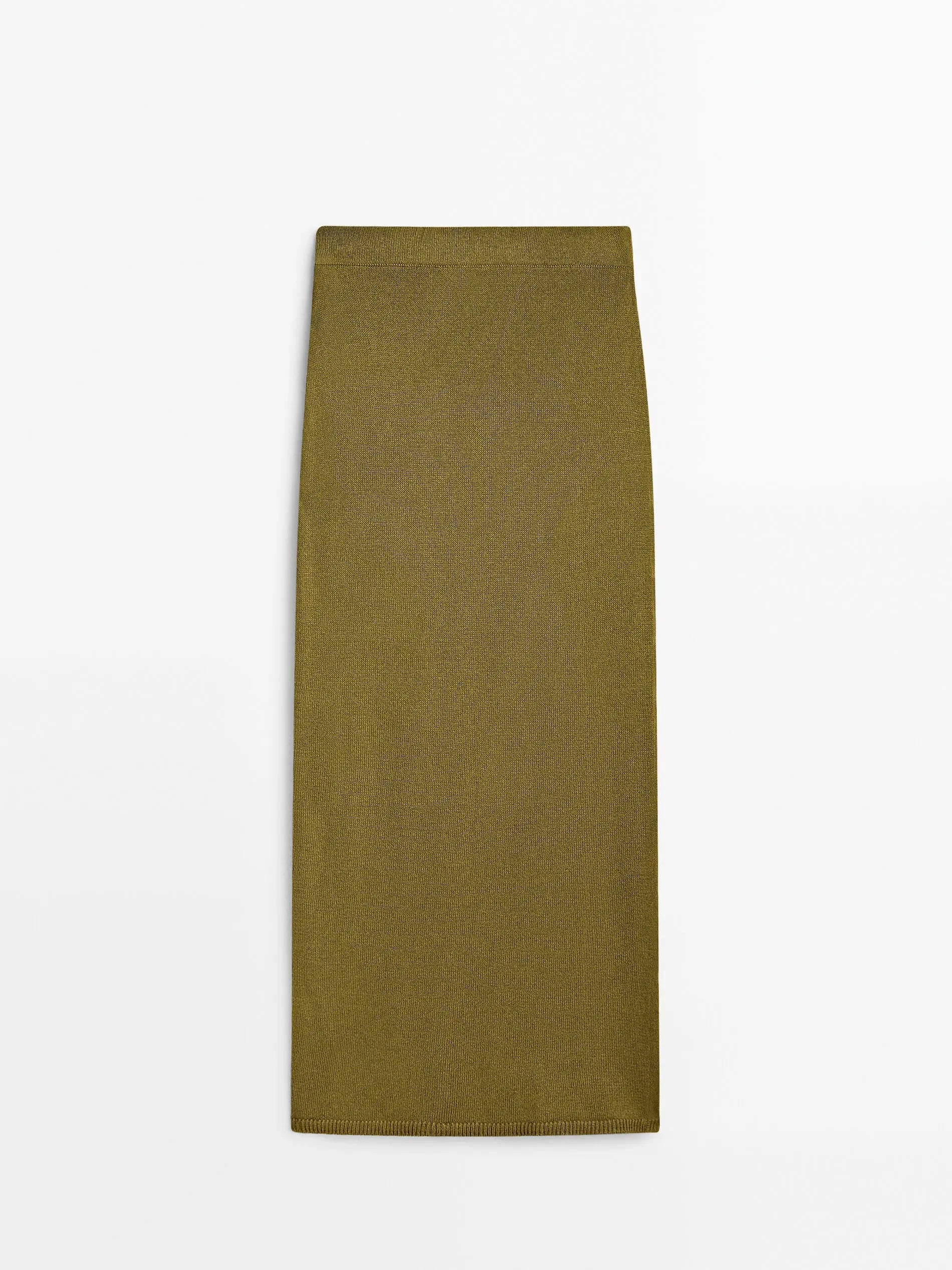 Saia de Tricô com Nó Lateral - Fenda Francesa Ajustada Feminina