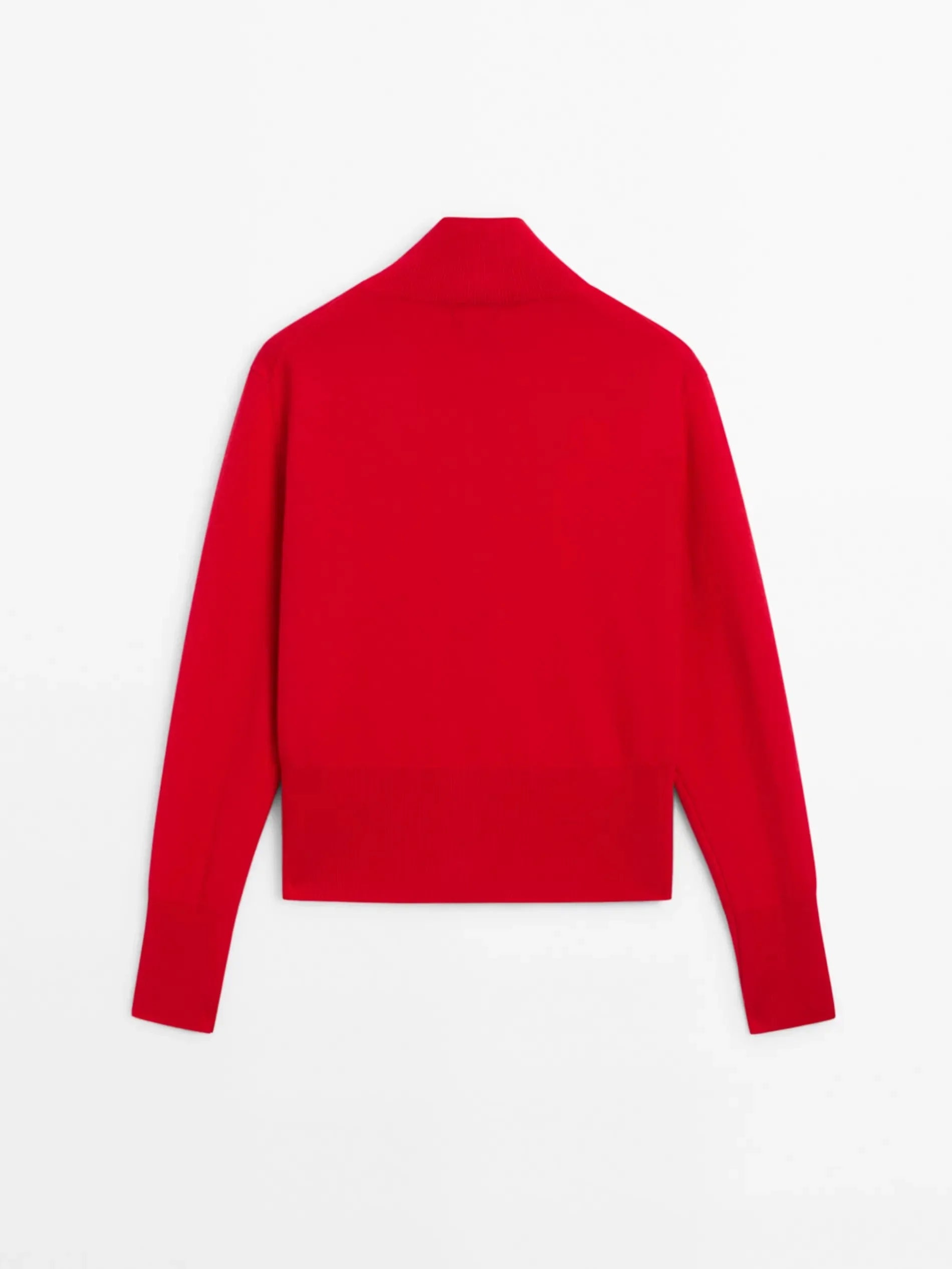 Cardigan de Tricô Minimalista Gola Alta - Manga Longa Ajustado Feminino