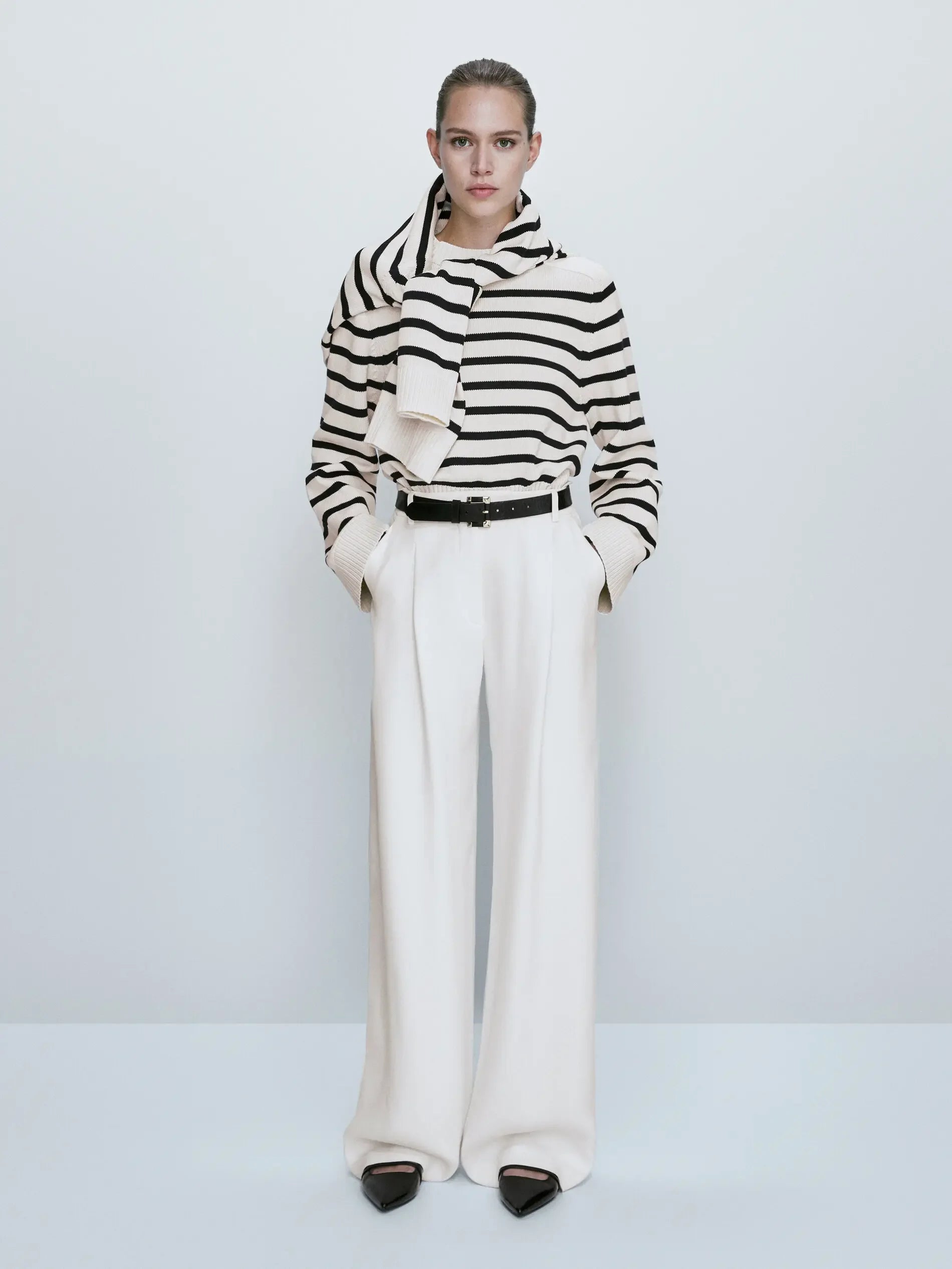 Suéter Listrado Francês Gola Redonda - Estilo Preppy Outono