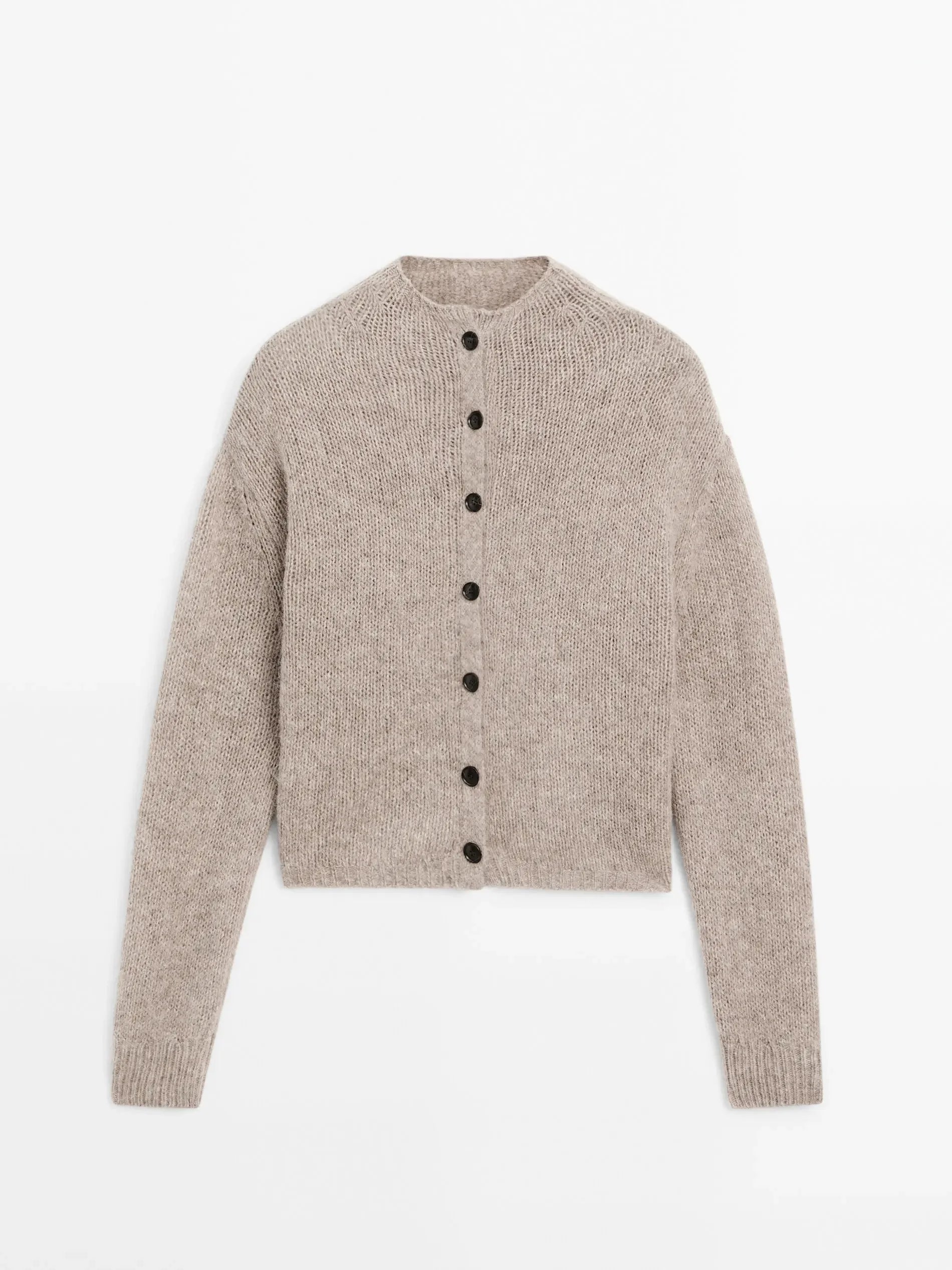 Cardigan de Tricô Minimalista Semi-Gola Alta - Estilo Executivo Feminino