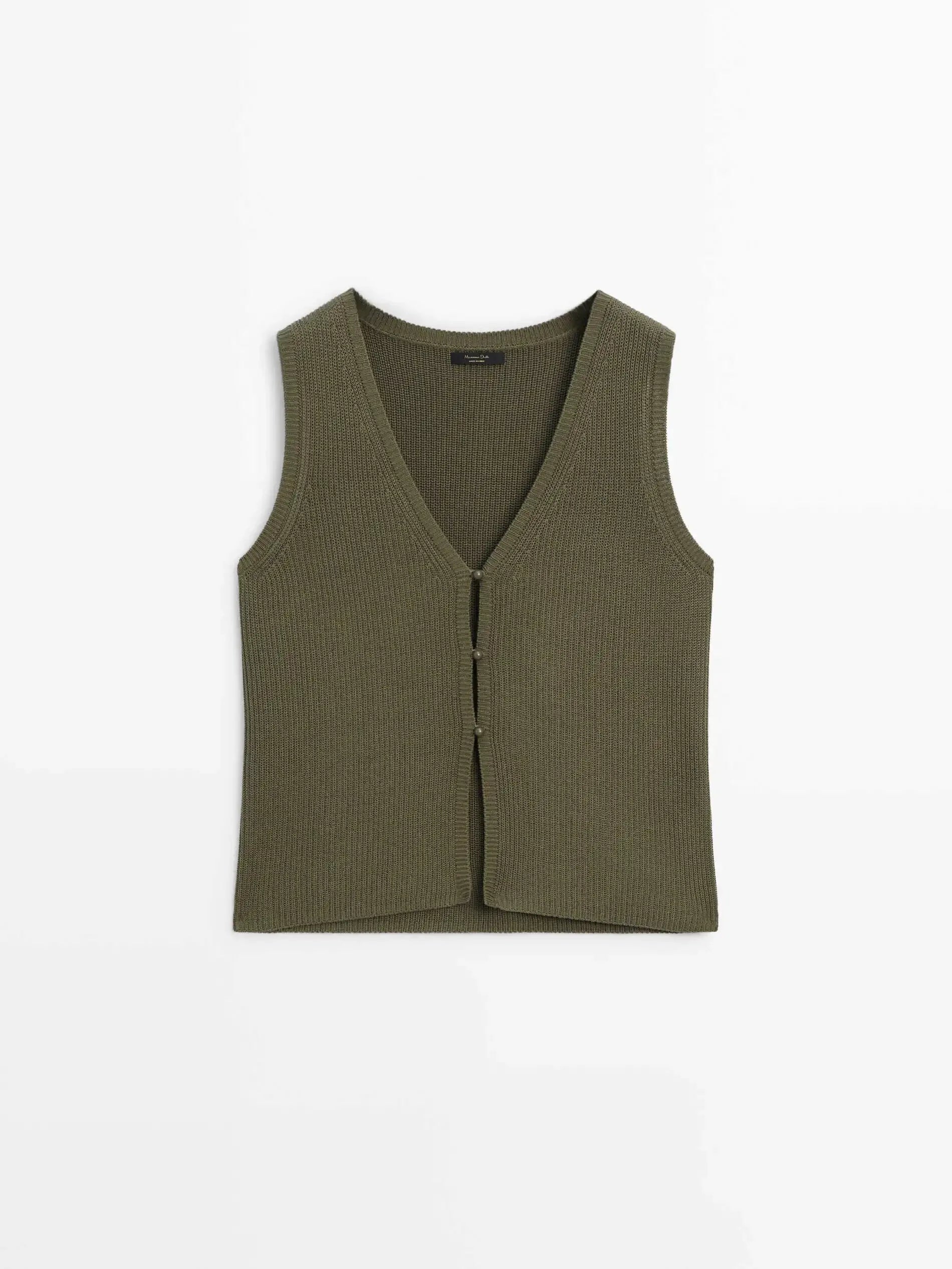 Colete de Tricô Verde Retrô Decote V - Ajustado Elegante Feminino