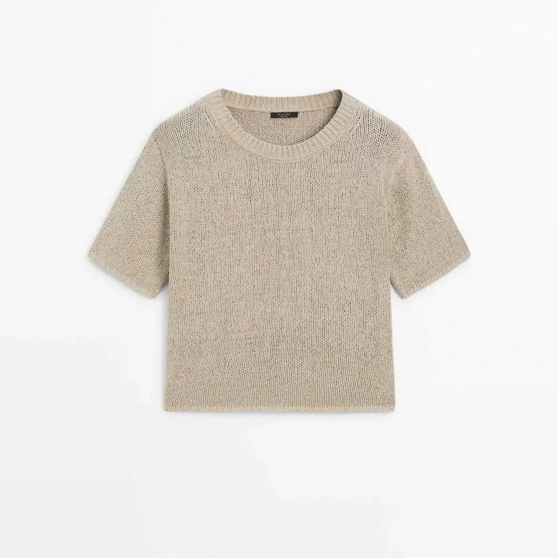 Suéter Básico Marrom Gola Redonda - Manga Curta Casual Feminino