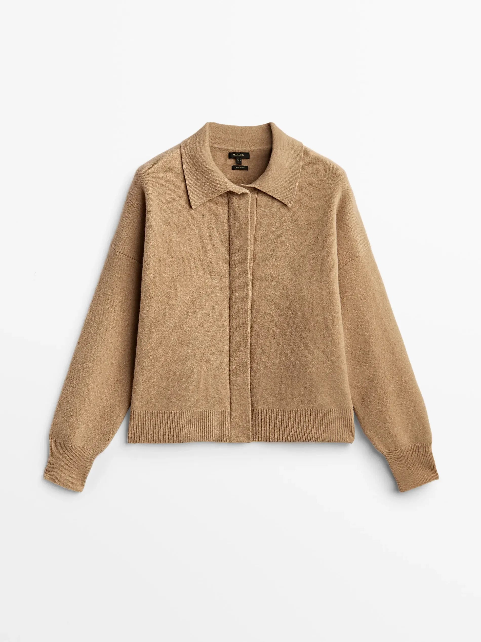 Cardigan de Tricô Pilot Mistura de Lã - Casual Feminino Manga Curta