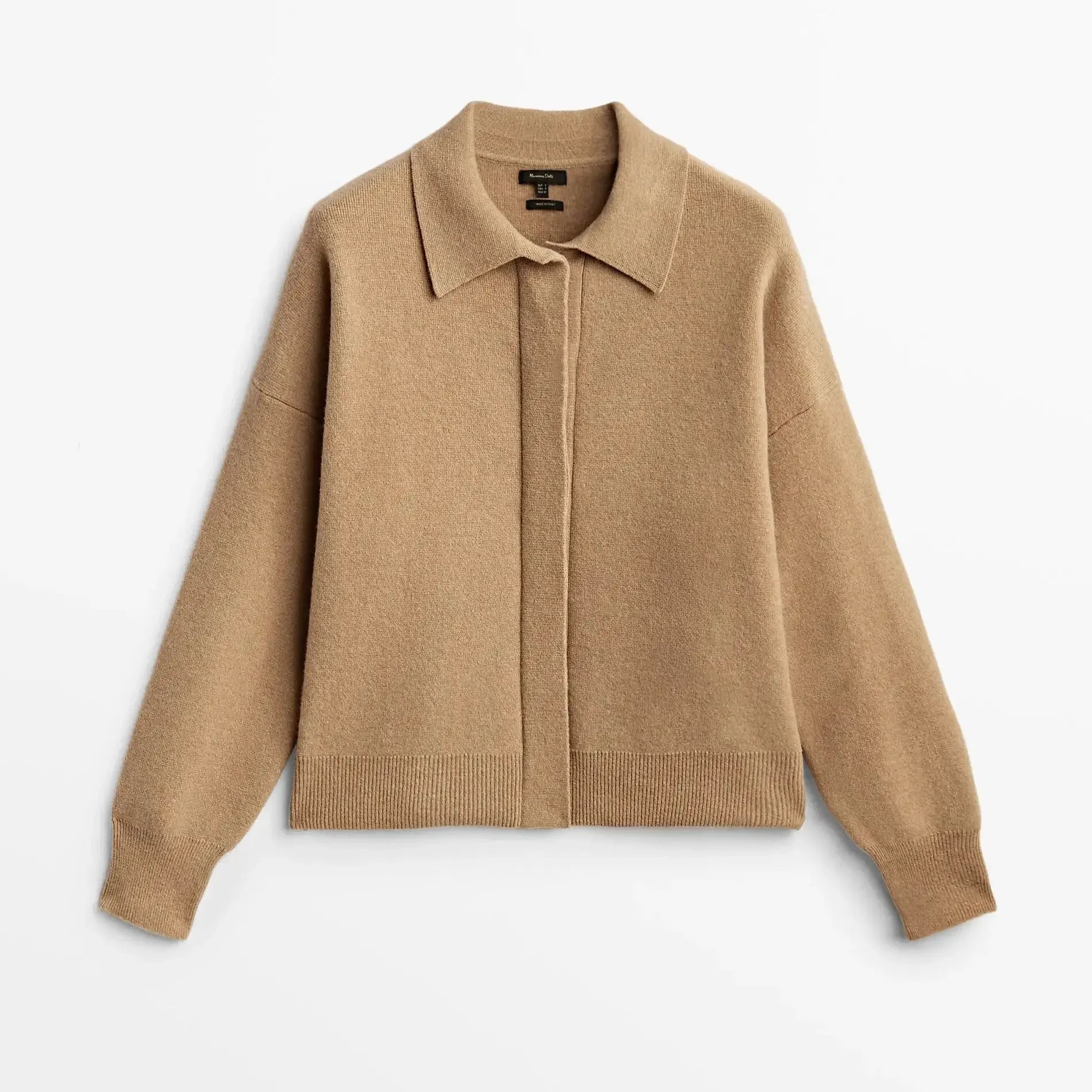 Cardigan de Tricô Pilot Mistura de Lã - Casual Feminino Manga Curta