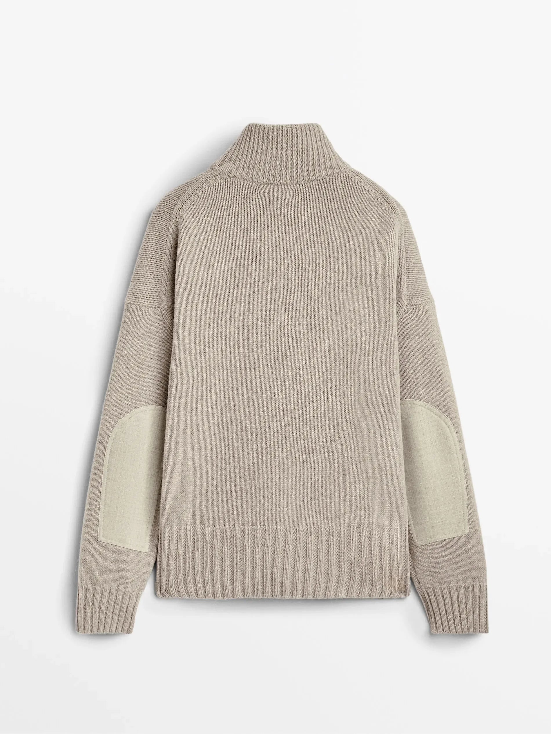 Blusa de Tricô com Detalhes no Cotovelo - Gola Alta Casual Feminina