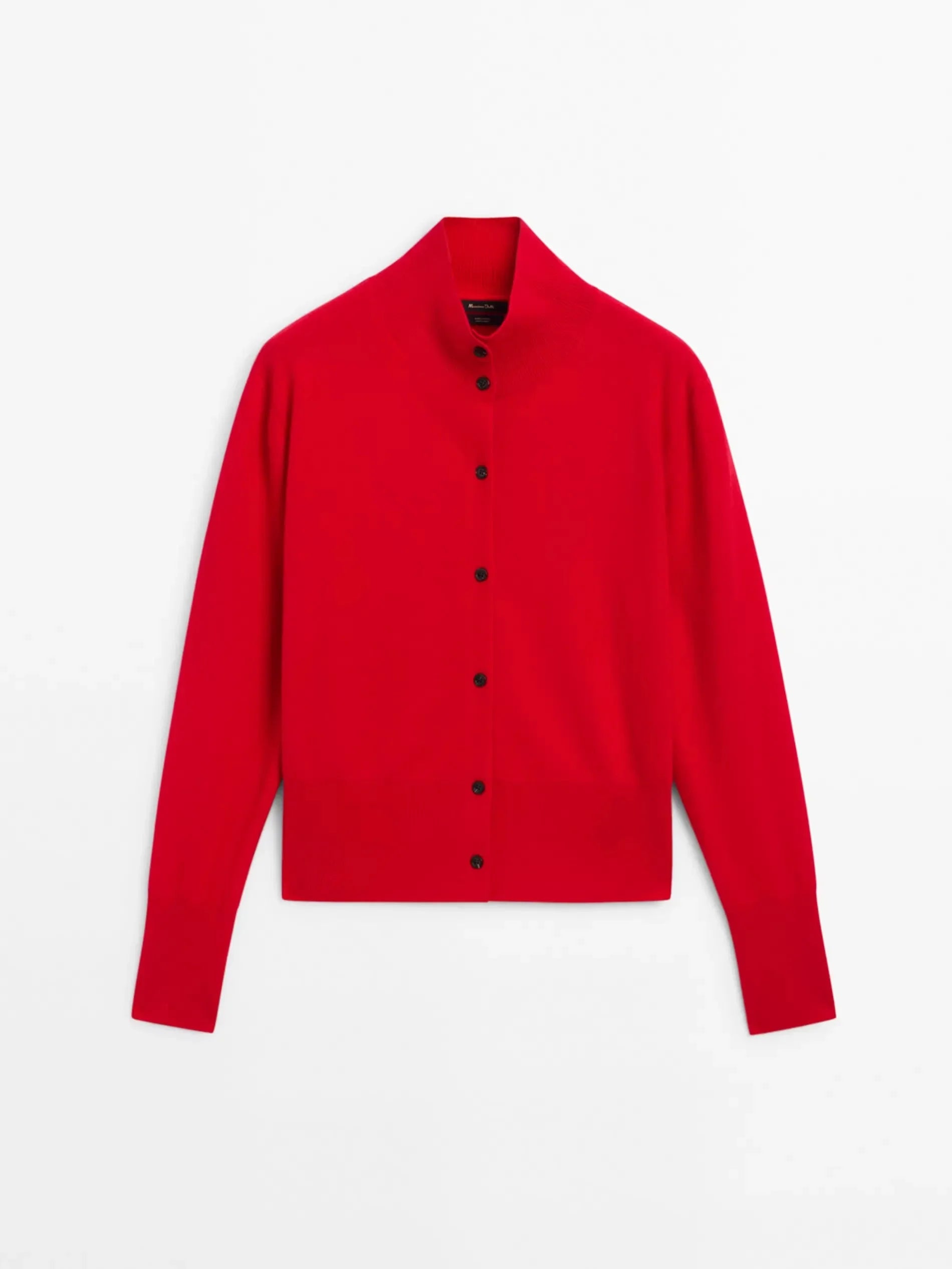Cardigan de Tricô Minimalista Gola Alta - Manga Longa Ajustado Feminino