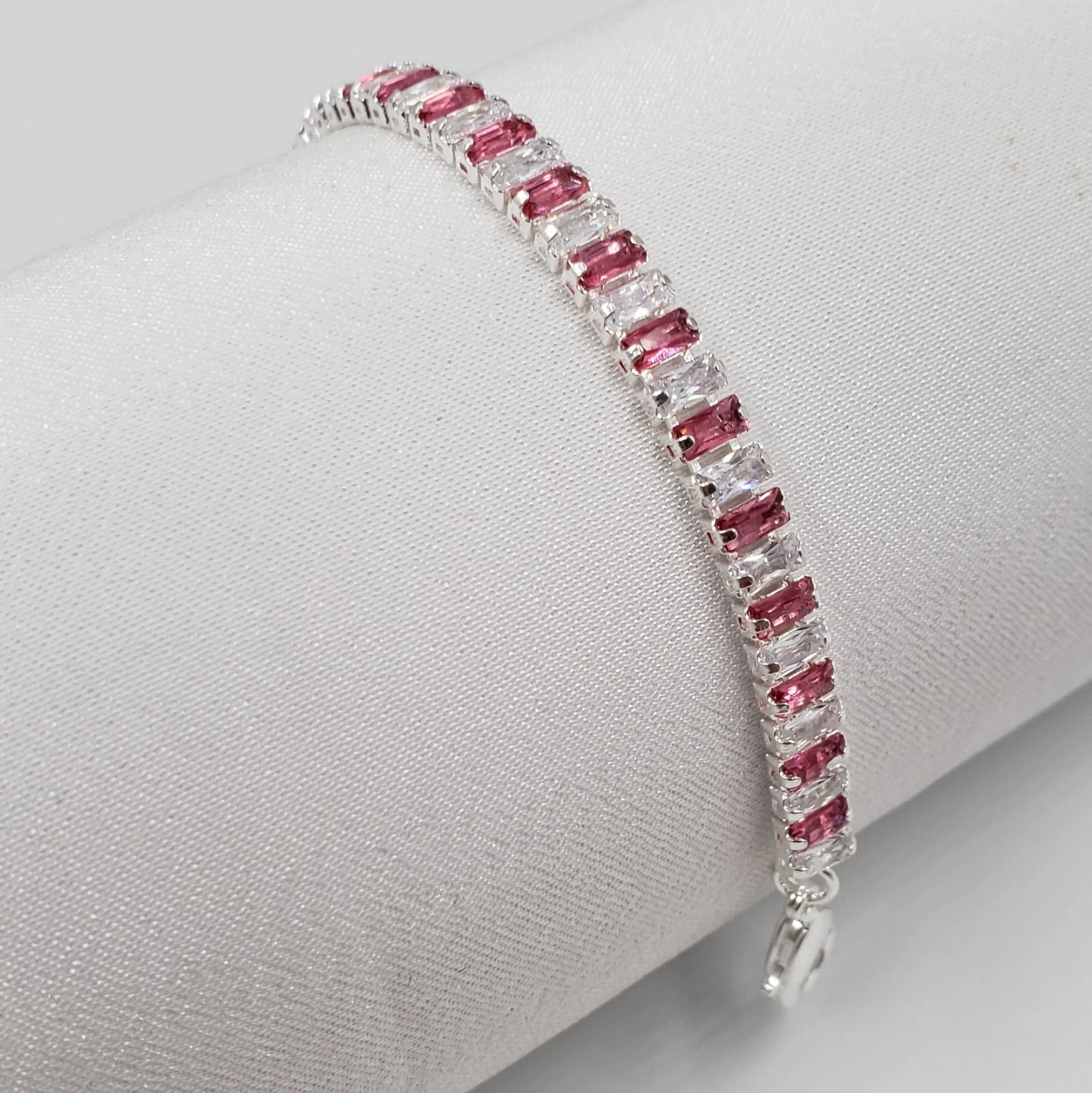 Pulseira Riviera de folheado de prata 1000 de 4 mm com zircônia